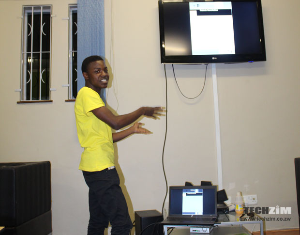 Innocent pitches his concept of improving education in Zimbabwe