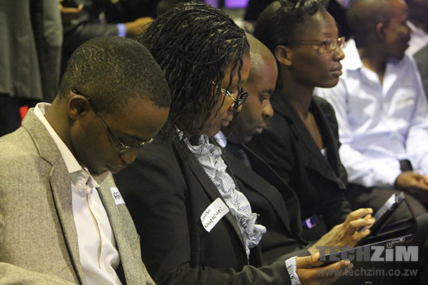 The audience and presenters at the April Pitch Night