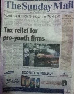 Tax relief fr pro-youth firms - Sunday Mail front page