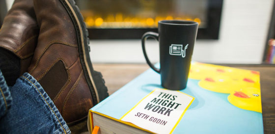 boots on table, cup, this might work seth godin