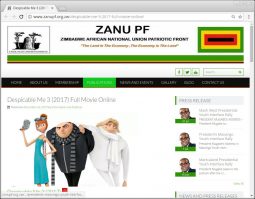 Zanu-PF website hacked. Showing pirate movies and porn pictures (update)