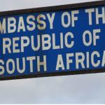 Directional sign to the Embassy of South Africa