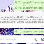 WhatsApp screenshot showing deleted messages