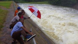 Techzim Team jumping into water