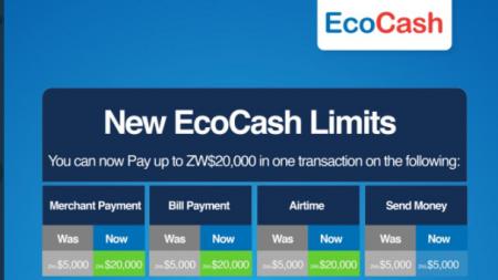 EcoCash transaction limits now ZWL20 000