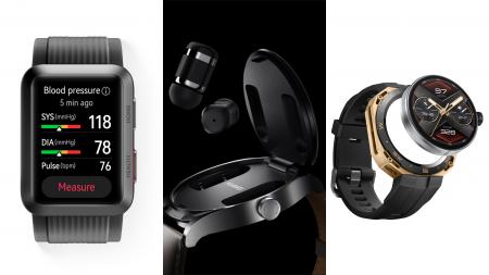 A watch that measures BP, a watch with buds in it, and a watch with swappable frames. Huawei has them all